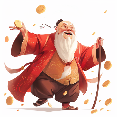 Cartoon of happy Chinese man dancing