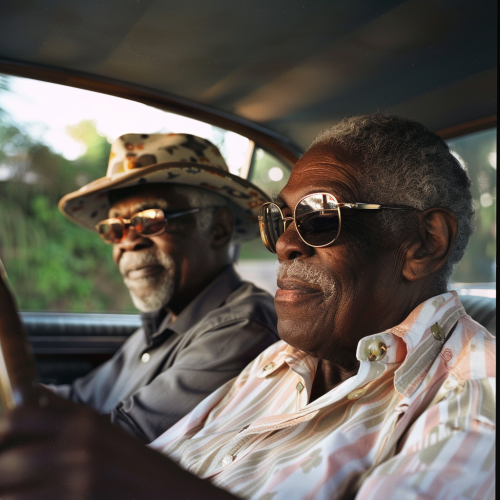 Elderly Black Couple Driving Car