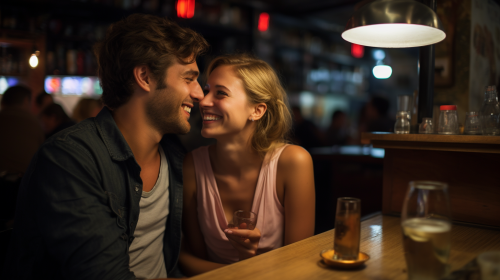 Smiling couple enjoying meal together