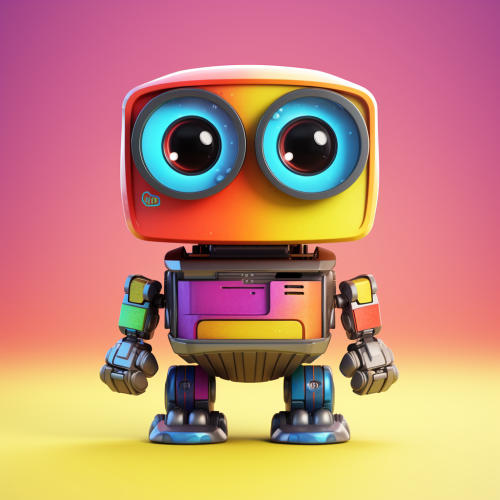 Cheerful Disney robot on plain background