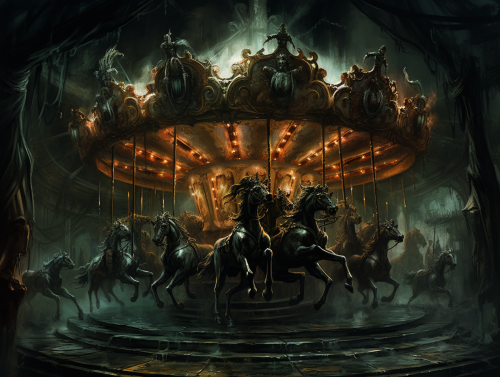 Eerie haunted carousel at carnevil Eerie haunted carousel at carnevil