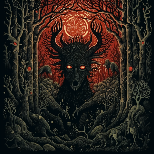 Dark Mythical Creature in Haunting Forest