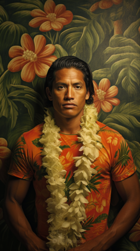 Hawaiian surfer riding a wave