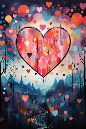 Heart Whimsical Naive Vibrant Picture