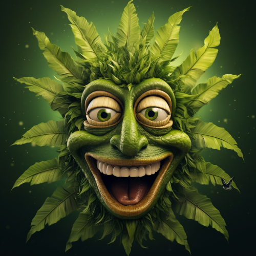Hemp Leaves Trippy Banana Character