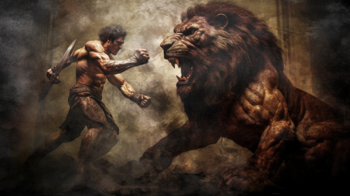 Hercules battling the Nemean Lion