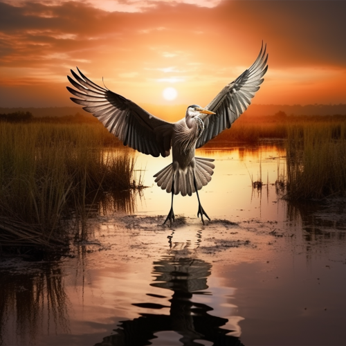 Majestic heron bird in flight Majestic heron bird in flight