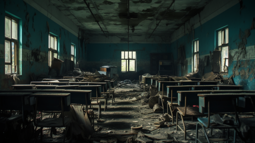 Dark High School Classroom Scene Dark High School Classroom Scene