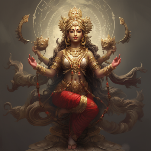 Realistic depiction of Hindu Goddess Laxmi in marine concept