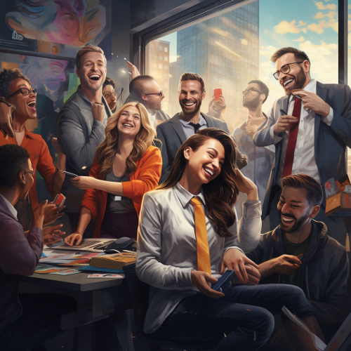 Diverse team of consultants laughing together