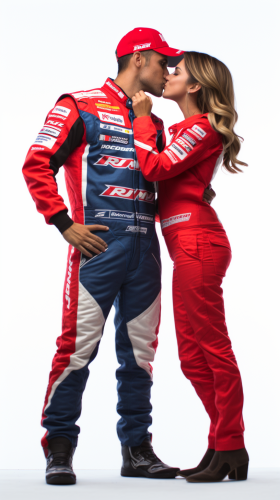 Kissing couple with red helmet