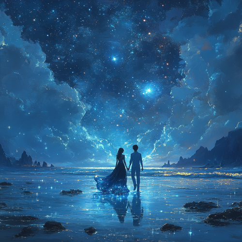 Couple holding hands on beach