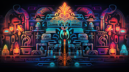 Holographic Aztec Patterns Design