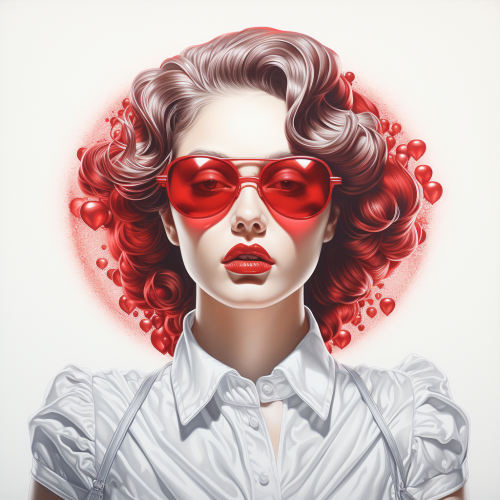 Red Heart Shaped Sunglasses on White Background