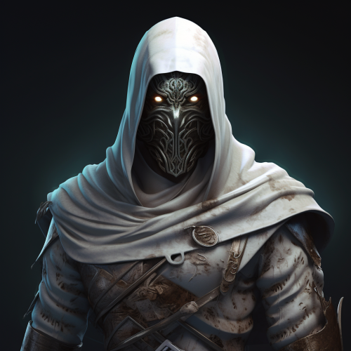 Hooded Warrior in White Mask Fantasy Art