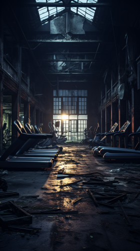 Dark gym with eerie atmosphere