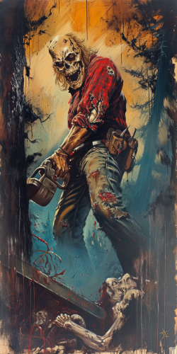 80s horror movie poster painting by Drew Struzan