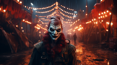 Carnival with horrifying and creepy atmosphere