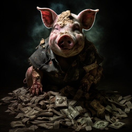 Terrifying piggy bank in horror film poster