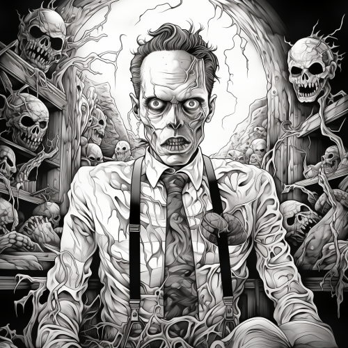 Scary horror movie coloring page