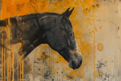 Horse with Painters Splatters Background