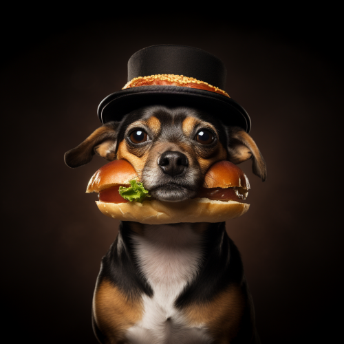 Hotdog wearing a mustache and tophat