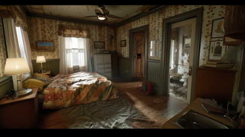 Realistic room exploration inside a house