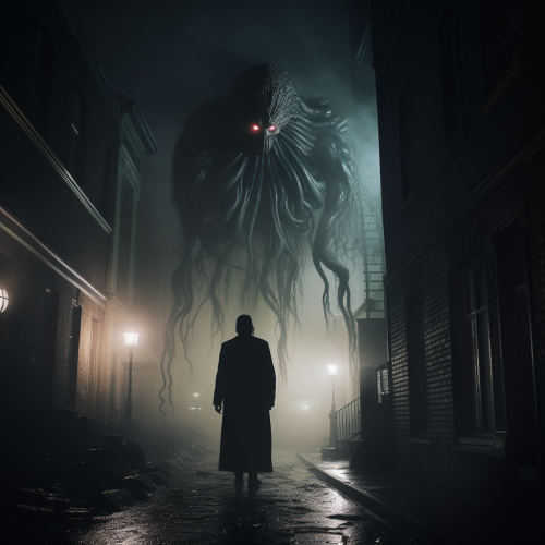 HP Lovecraft horror elder god foggy streets night