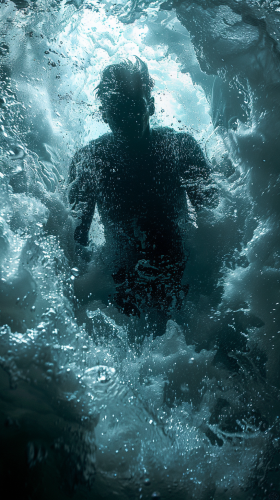 Human Disintegrating Underwater Abyss Dark Lighting