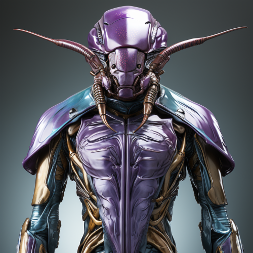 Humanoid beetle with bioluminescent veins wearing clothes Humanoid beetle with bioluminescent veins wearing clothes