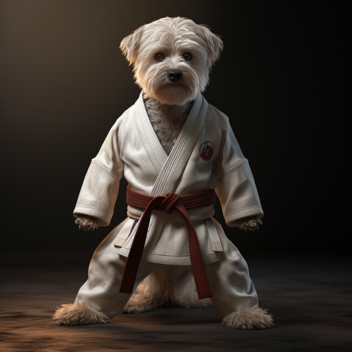 Humanoid Dog in Brazilian Jiu Jitsu Gi