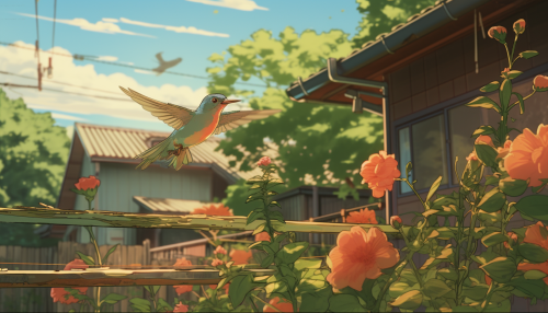 Colorful Rufous Hummingbirds in Midwest Backyard