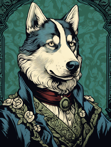 Husky Neo-Pop Victorian Melting Linocut Album Artwork