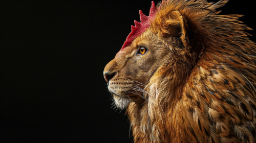 Hybrid chicken lion animal picture