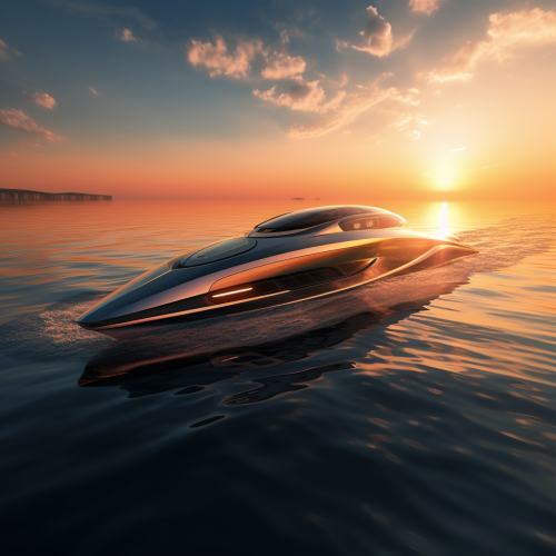 Hydrofoil Boat Floating on Water Design