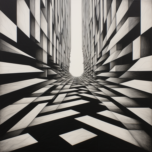 Abstract Hypermodern Artwork with Straight Lines