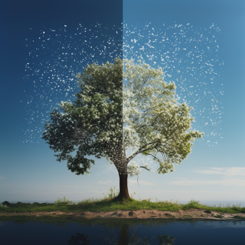 Hyperrealistic tree with star-shaped leaves