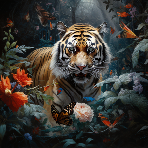 Hyperrealistic Tiger in Jungle