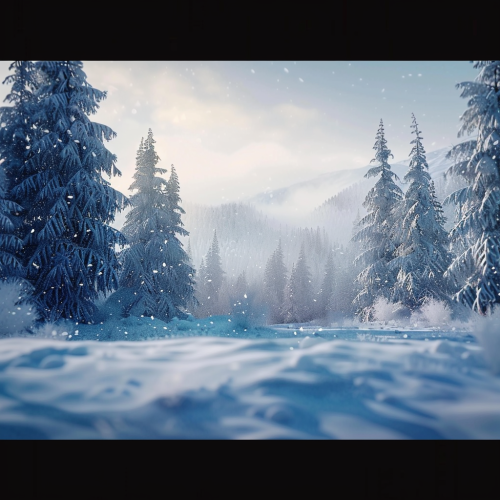 icy blizzard forest backdrop