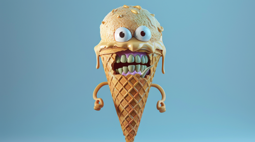 Smirky ice cream cone illustration