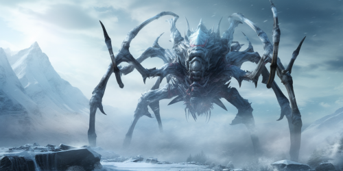 Majestic Ice Spider Elemental in Winter Landscape