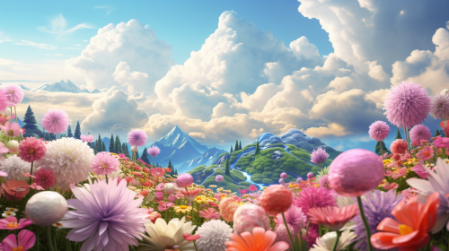 Colorful flowers blooming in a scenic landscape Colorful flowers blooming in a scenic landscape