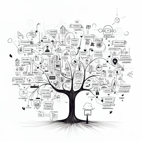 Minimalistic black and white idea planting and growth process