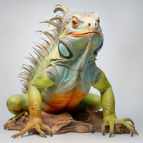 Majestic iguana on white background