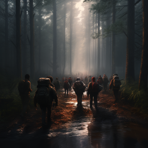 Group of illegal immigrants crossing Darien forest