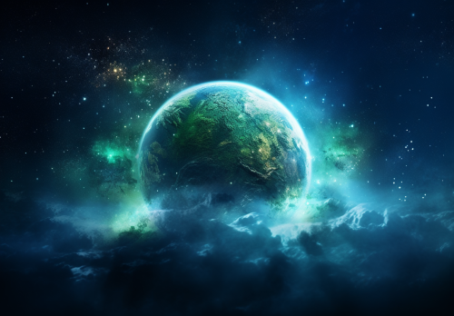 Moon and planet Earth shining