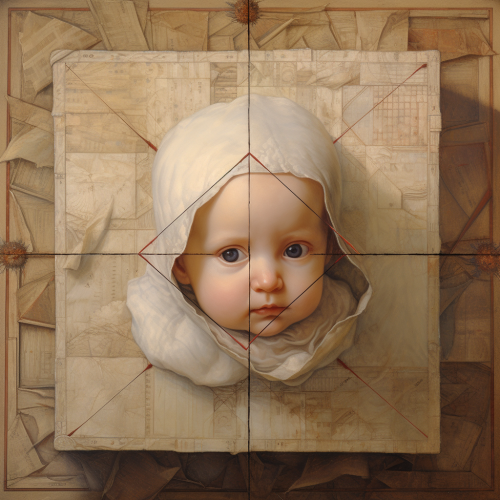Cute illustrated infant in a square