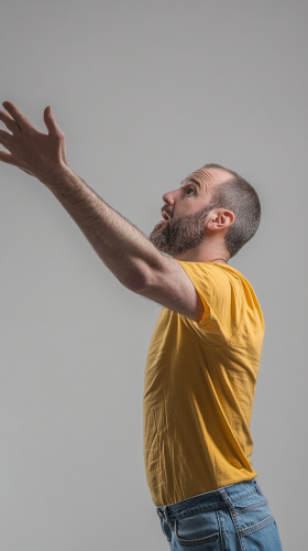 Impressed Man Reaching Out Camera