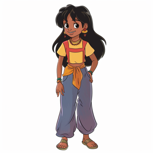 Indian girl in 90s animation style Indian girl in 90s animation style