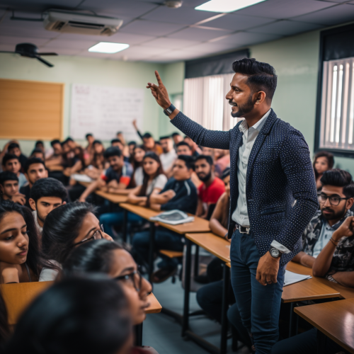 Indian influencer giving masterclass to college students
